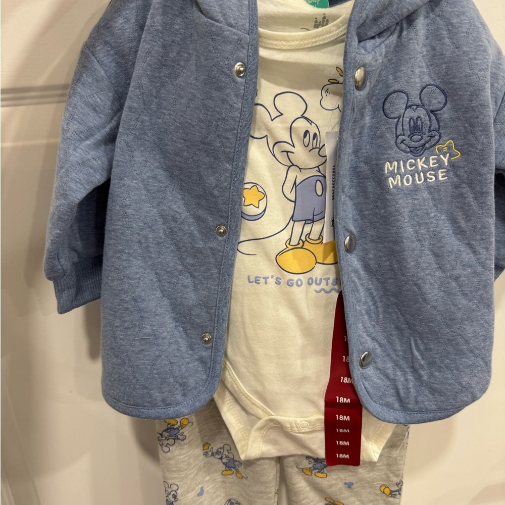 Disney Blue and Cream Mickey Mouse Kids Matching Set